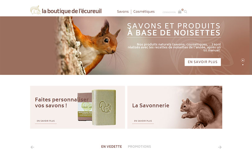 capture d'écran du site La boutique de l'Ecureuil