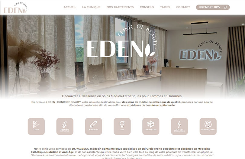 capture d'écran du site Eden Clinic